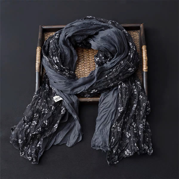 Sciarpa sottile in cotone e lino con colori a contrasto floreali primaverili - image 6