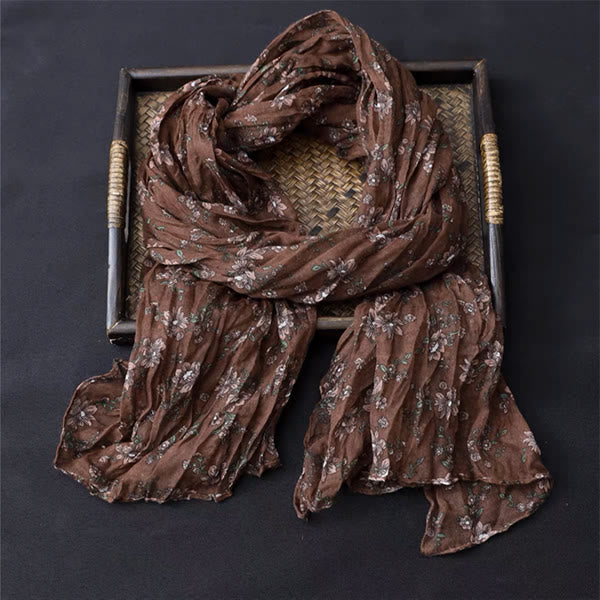 Sciarpa sottile in cotone e lino con colori a contrasto floreali primaverili - image 8