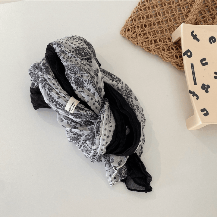 Sciarpa sottile in cotone e lino con colori a contrasto floreali primaverili - image 12