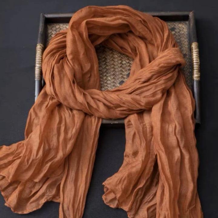 Sciarpa sottile in cotone e lino con colori a contrasto floreali primaverili - image 17