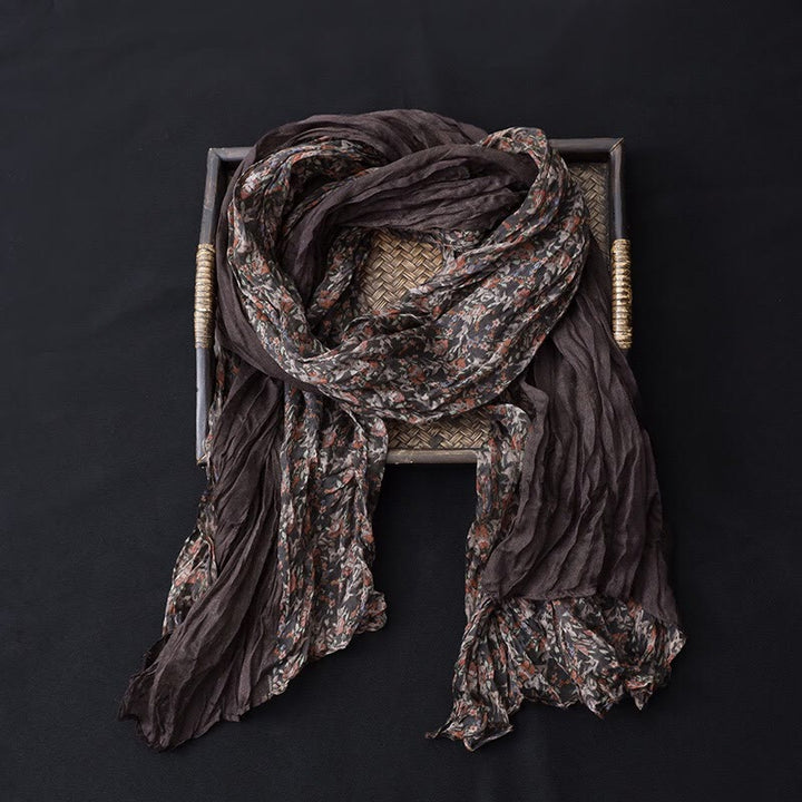 Sciarpa sottile in cotone e lino con colori a contrasto floreali primaverili - image 13