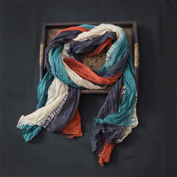 Sciarpa sottile in cotone e lino con colori a contrasto floreali primaverili