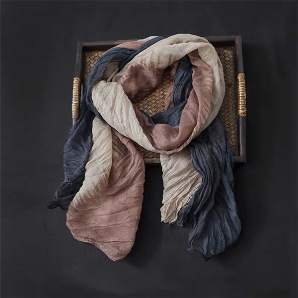 Sciarpa sottile in cotone e lino con colori a contrasto floreali primaverili - image 2