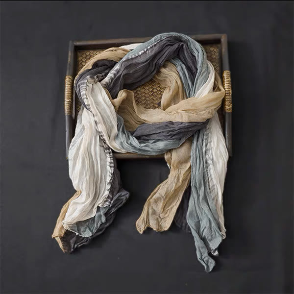 Sciarpa sottile in cotone e lino con colori a contrasto floreali primaverili - image 5