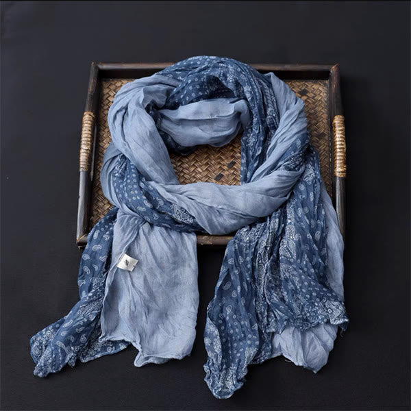 Sciarpa sottile in cotone e lino con colori a contrasto floreali primaverili - image 0