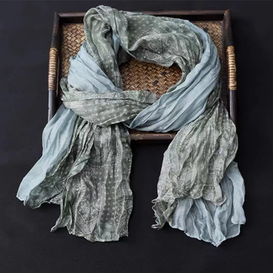 Sciarpa sottile in cotone e lino con colori a contrasto floreali primaverili - image 7