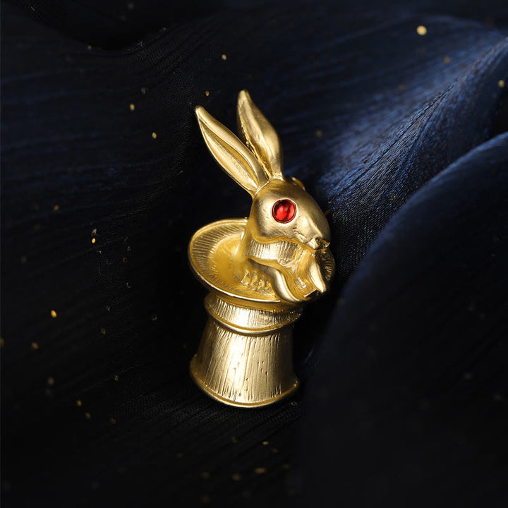 Spilla vintage a forma di coniglio in oro per camicia