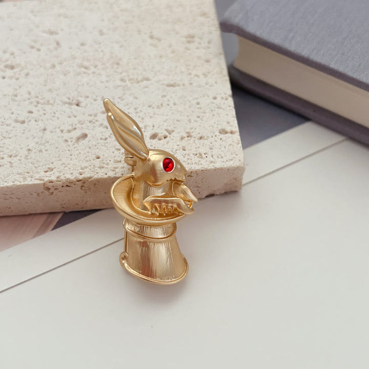 Spilla vintage a forma di coniglio in oro per camicia