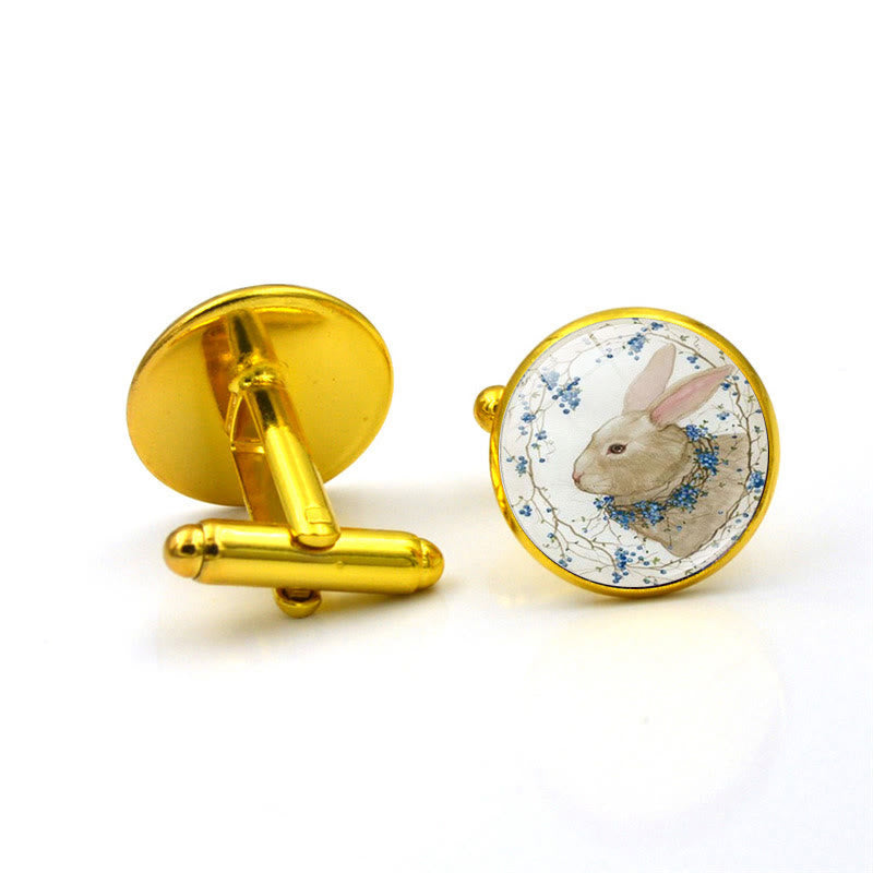 Set di gemelli da uomo Bunny Time Gem Button Covers da 1 paio - Oro - image 7
