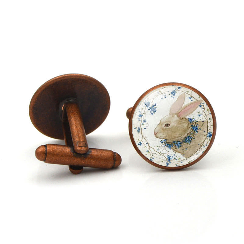 Set di gemelli da uomo Bunny Time Gem Button Covers da 1 paio - Rame rosso - image 6