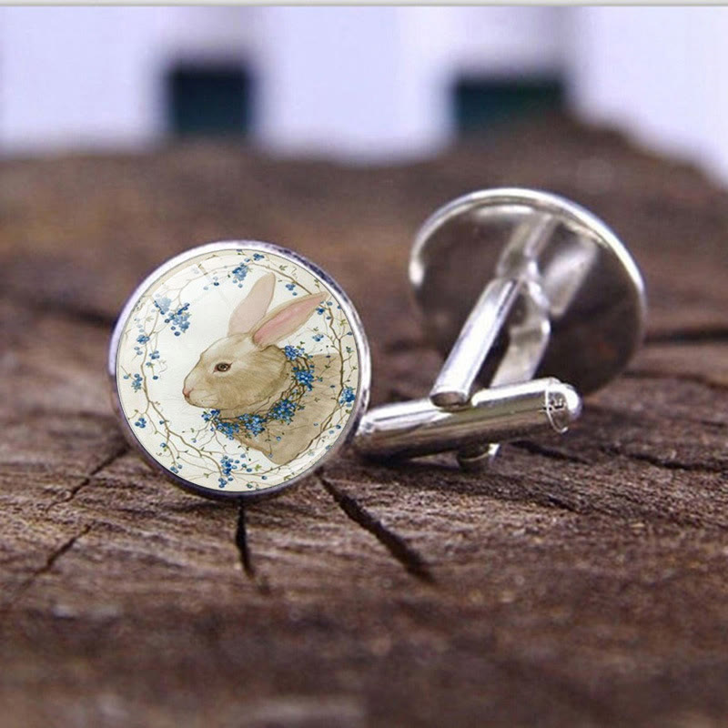 Set di gemelli da uomo Bunny Time Gem Button Covers da 1 paio - Argento - image 0