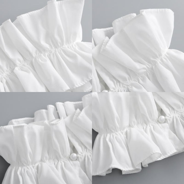 Camicia con colletto finto staccabile e plissettato