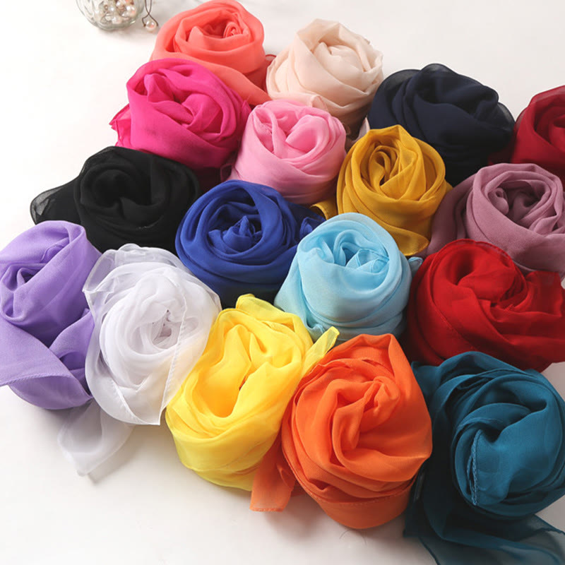 Sciarpa sottile in chiffon con protezione solare tinta unita estiva - image 3