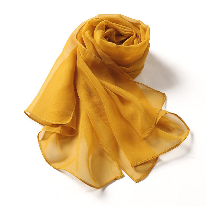 Sciarpa sottile in chiffon con protezione solare tinta unita estiva - image 15