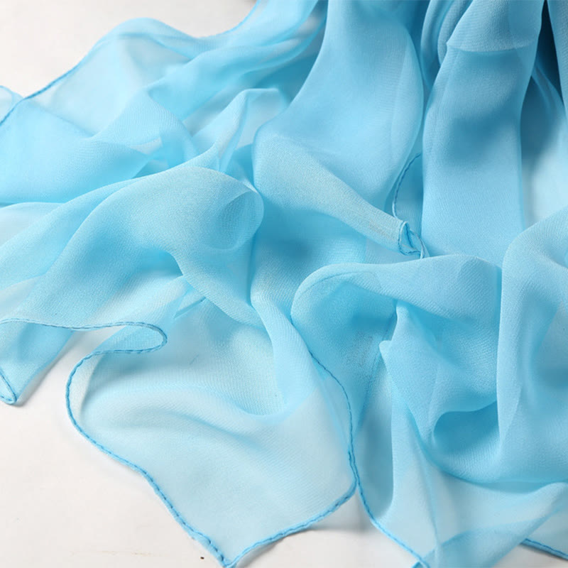 Sciarpa sottile in chiffon con protezione solare tinta unita estiva - image 10