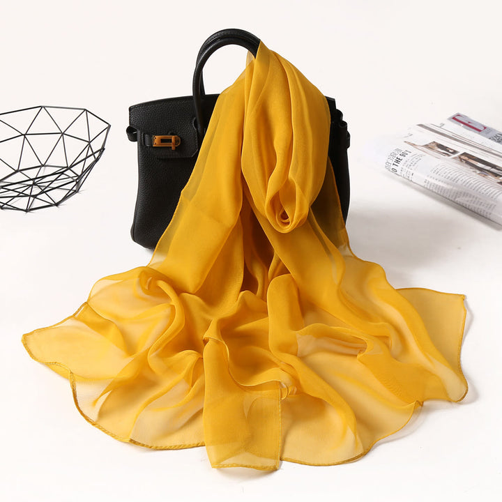 Sciarpa sottile in chiffon con protezione solare tinta unita estiva - #9 Oro - image 14
