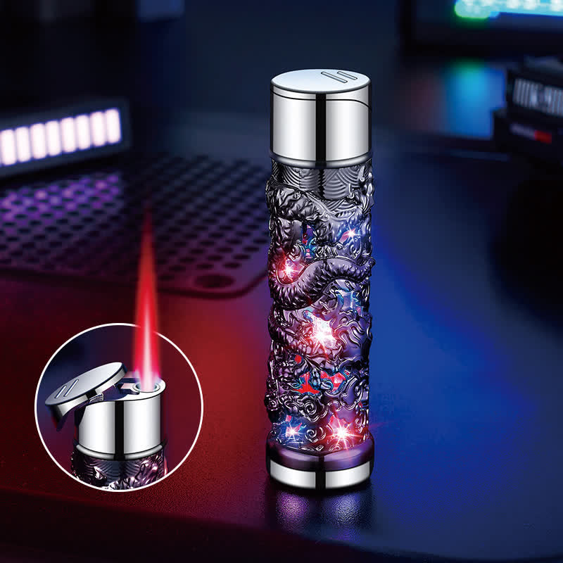 Accendino a butano ricaricabile cilindrico a LED Dragon Creative - Nero e argento - image 12