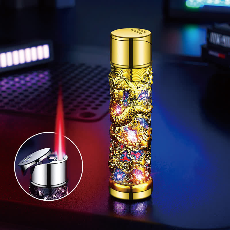 Accendino a butano ricaricabile cilindrico a LED Dragon Creative - Oro - image 10