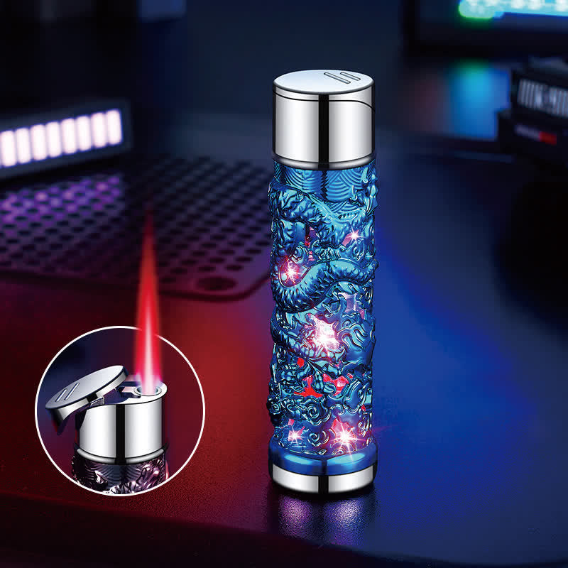 Accendino a butano ricaricabile cilindrico a LED Dragon Creative - Blu - image 13