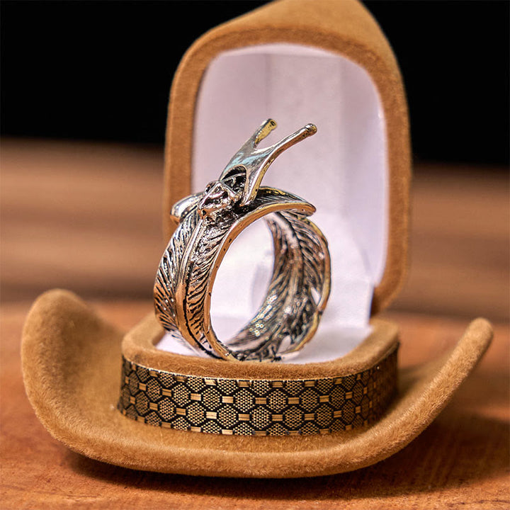 Set di fibbie per cintura fai da te con coltello nascosto Eagle e anello con piuma