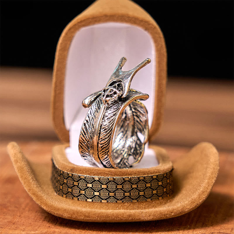 Set di fibbie per cintura fai da te con coltello nascosto Eagle e anello con piuma