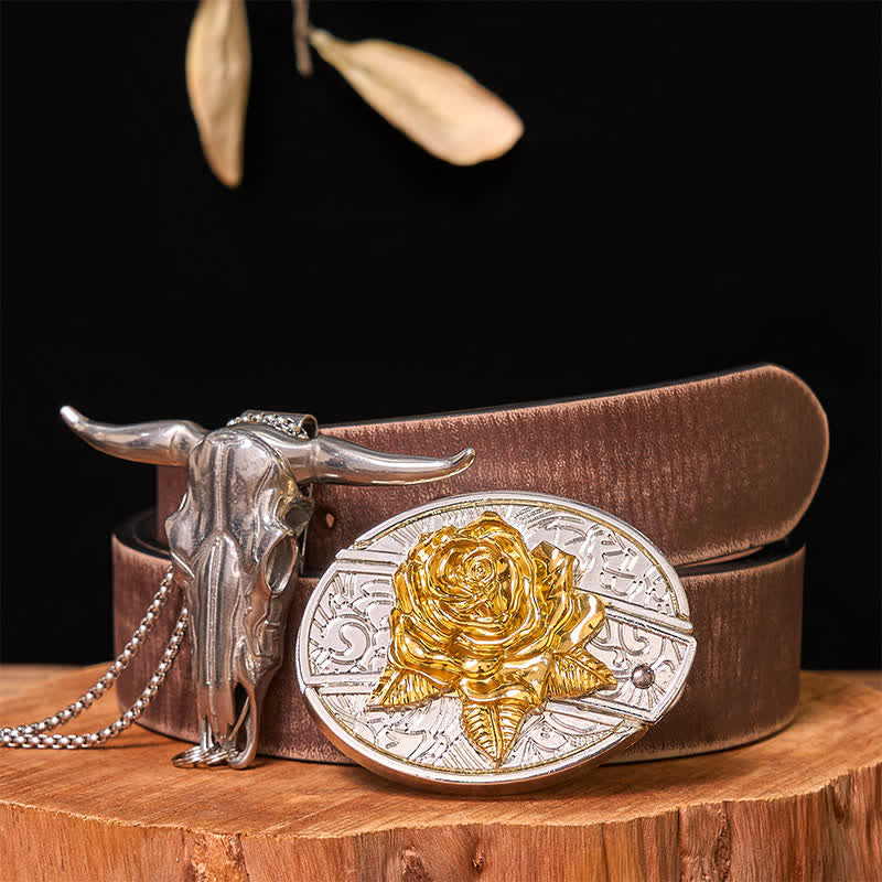 Set di ciondoli a forma di toro longhorn con fibbia per cintura fai da te in oro e argento con coltello nascosto