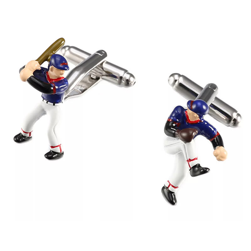 Set di gemelli da uomo con copri bottoni da baseball, 1 paio