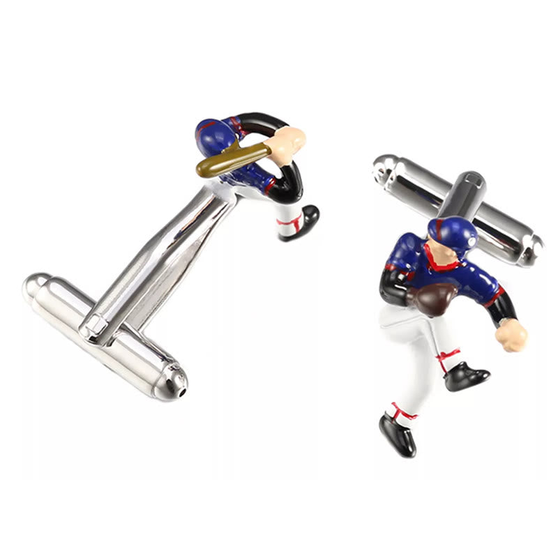 Set di gemelli da uomo con copri bottoni da baseball, 1 paio - image 3