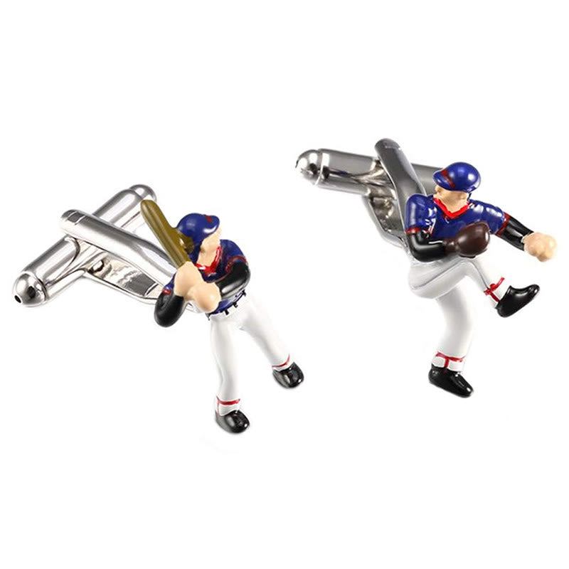 Set di gemelli da uomo con copri bottoni da baseball, 1 paio - image 1