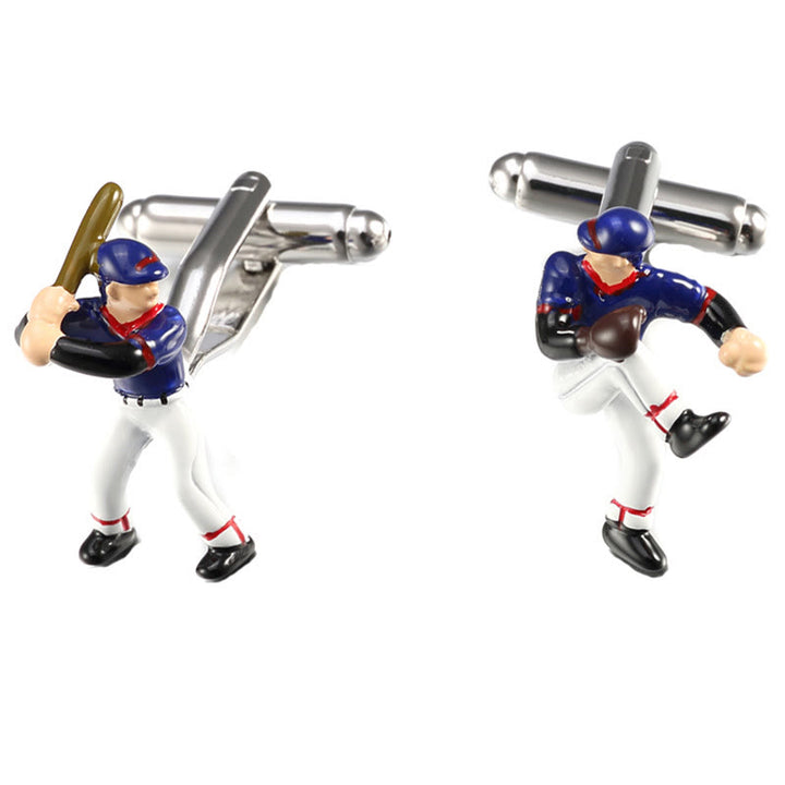 Set di gemelli da uomo con copri bottoni da baseball, 1 paio