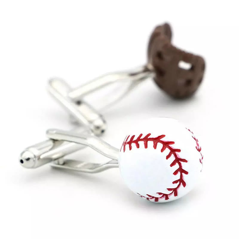 Set di 1 paio di guanti da baseball da uomo, copri bottoni e gemelli