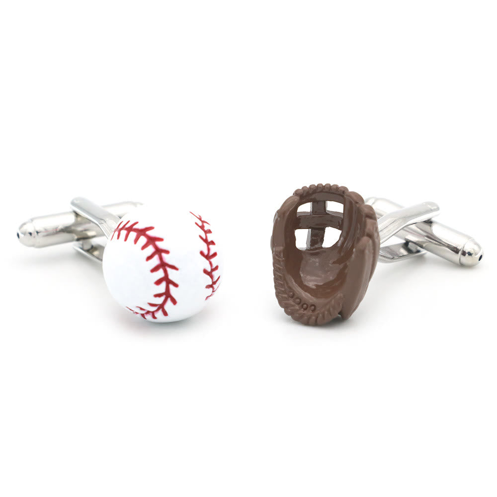 Set di 1 paio di guanti da baseball da uomo, copri bottoni e gemelli