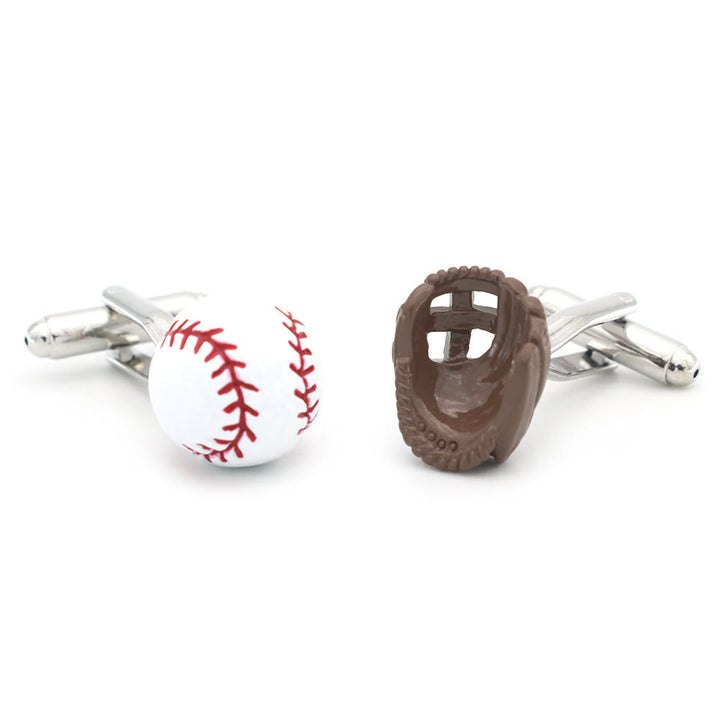 Set di 1 paio di guanti da baseball da uomo, copri bottoni e gemelli