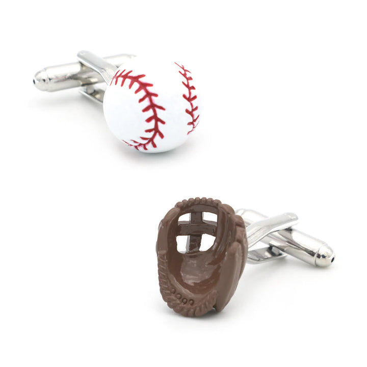 Set di 1 paio di guanti da baseball da uomo, copri bottoni e gemelli