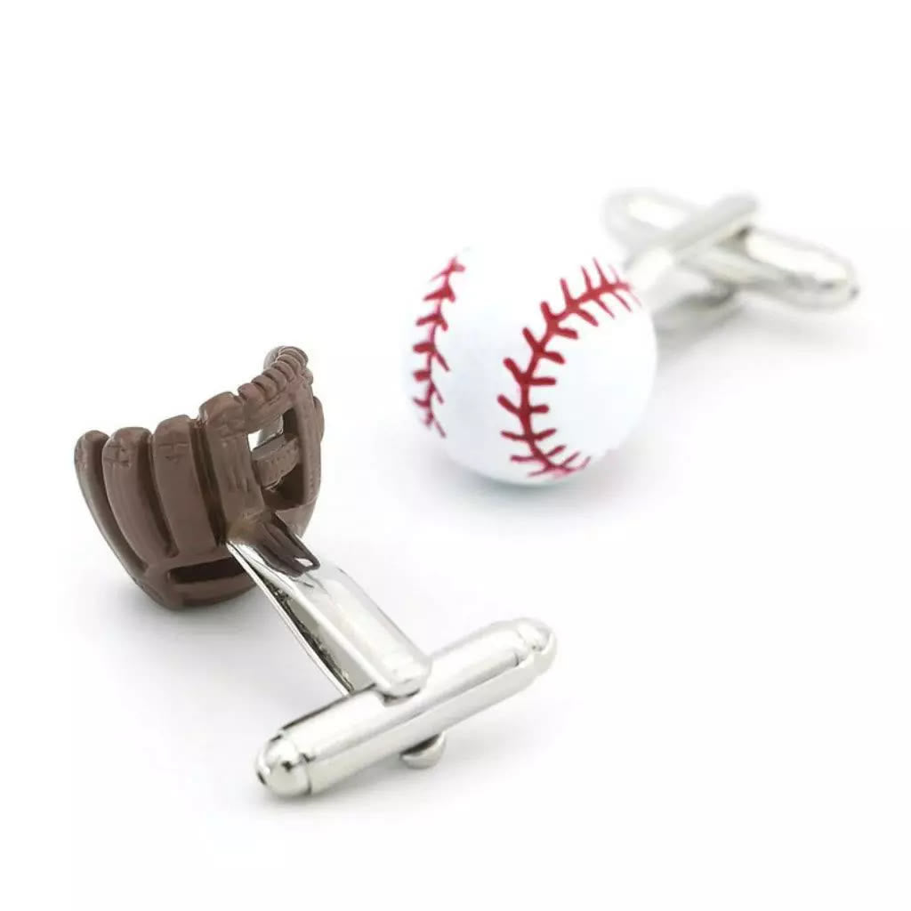 Set di 1 paio di guanti da baseball da uomo, copri bottoni e gemelli