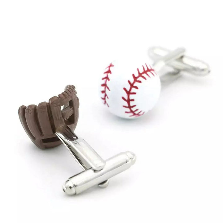 Set di 1 paio di guanti da baseball da uomo, copri bottoni e gemelli