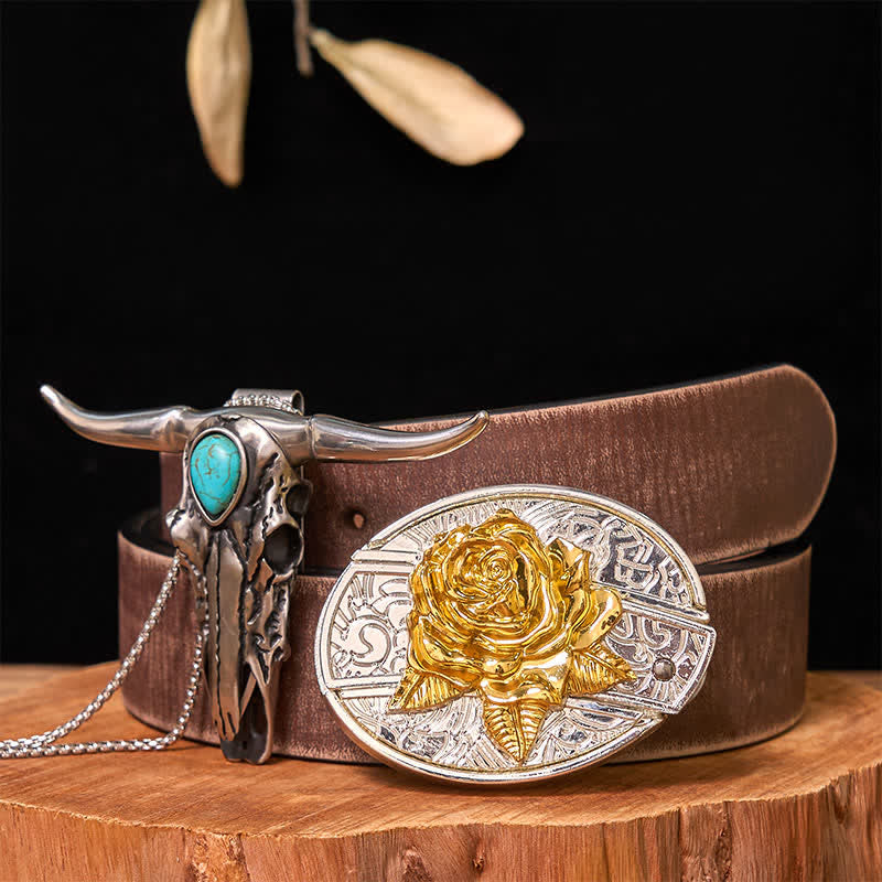 Set di ciondoli con fibbia per cintura fai da te in oro e argento con coltello nascosto e corno di cervo turchese