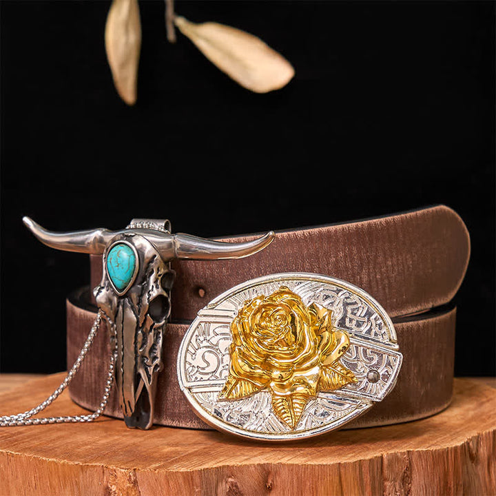 Set di ciondoli con fibbia per cintura fai da te in oro e argento con coltello nascosto e corno di cervo turchese