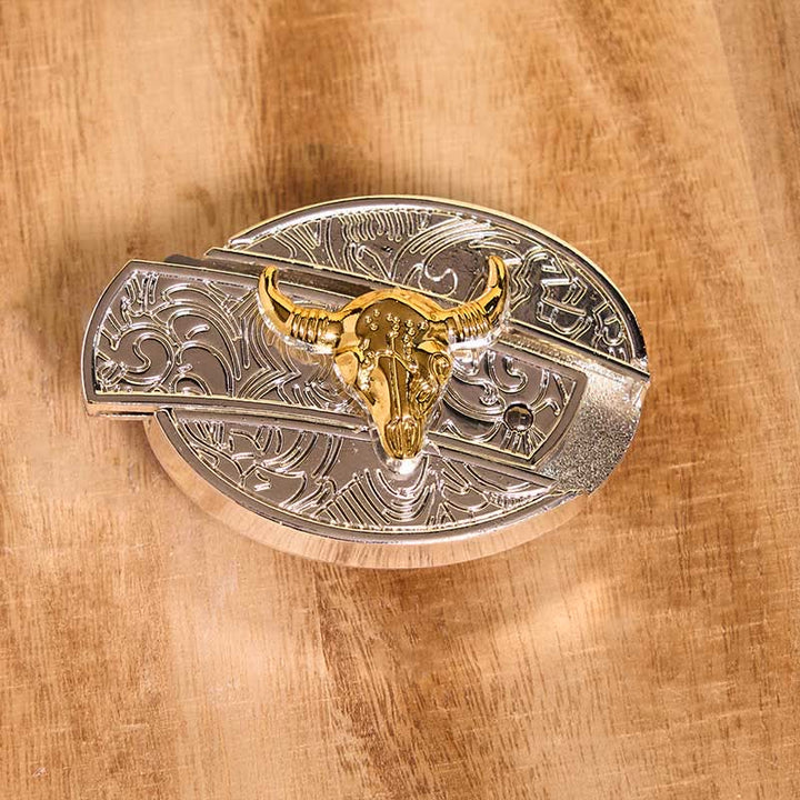 Set di ciondoli con fibbia per cintura fai da te in oro e argento con coltello nascosto e corno di cervo turchese