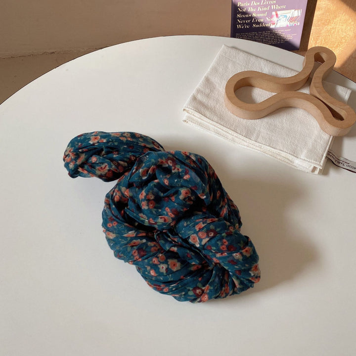 Sciarpa morbida e sottile con motivo floreale plissettato vintage da donna