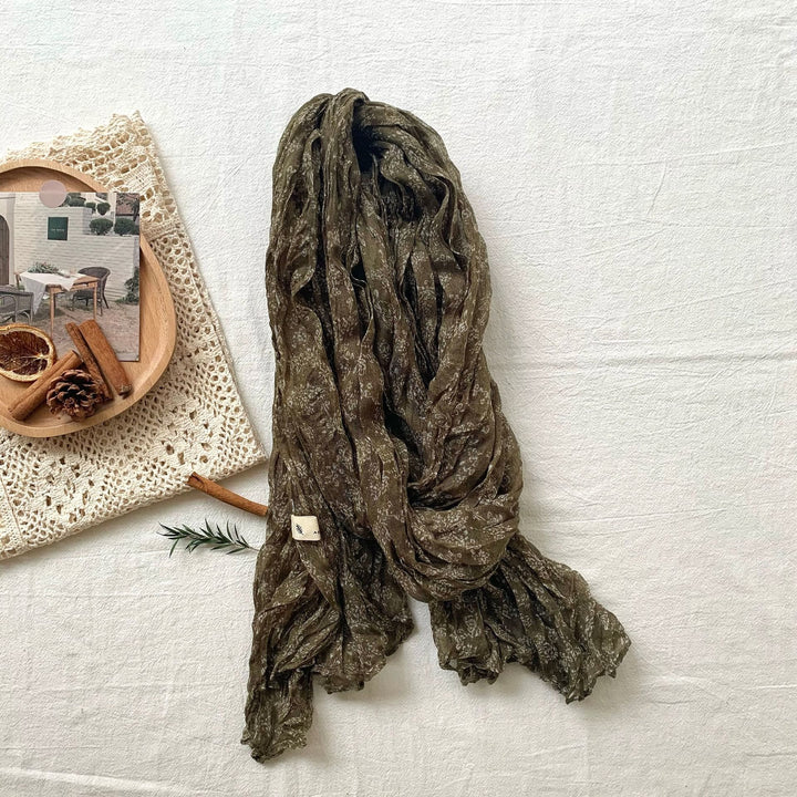 Sciarpa morbida e sottile con motivo floreale plissettato vintage da donna