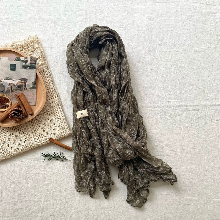 Sciarpa morbida e sottile con motivo floreale plissettato vintage da donna