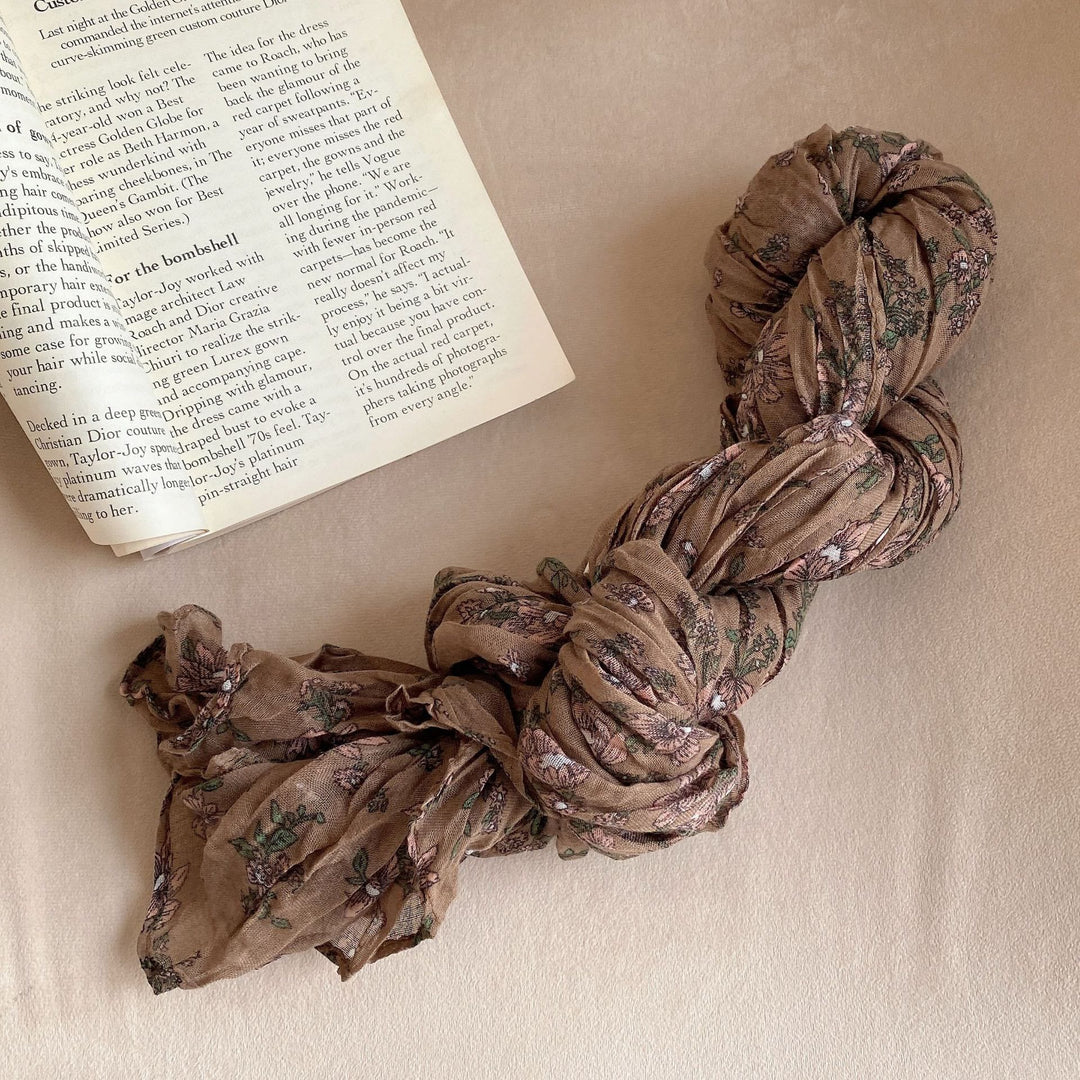 Sciarpa morbida e sottile con motivo floreale plissettato vintage da donna