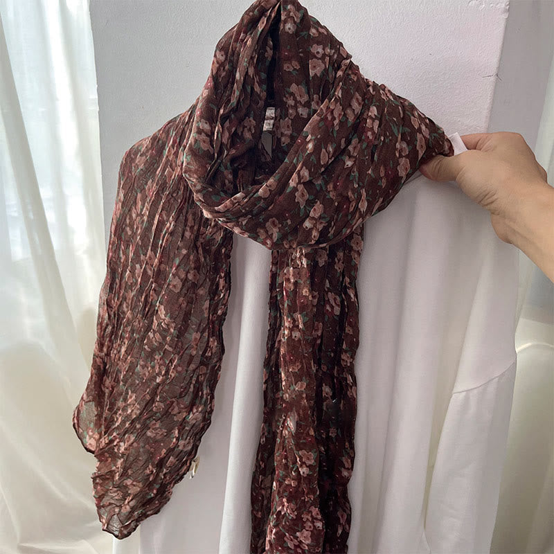 Sciarpa morbida con motivo floreale plissettato primaverile da donna - image 10