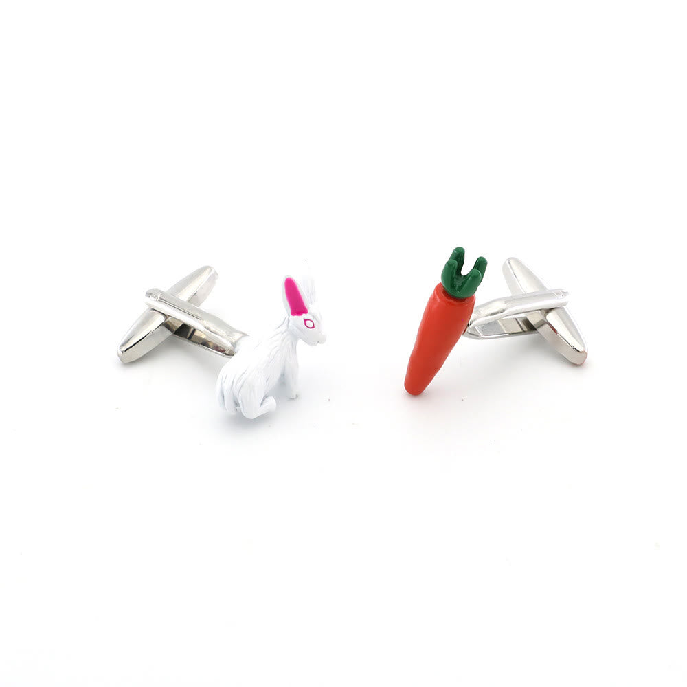 Set di gemelli da uomo con copribottoni a forma di coniglio e carota - image 9