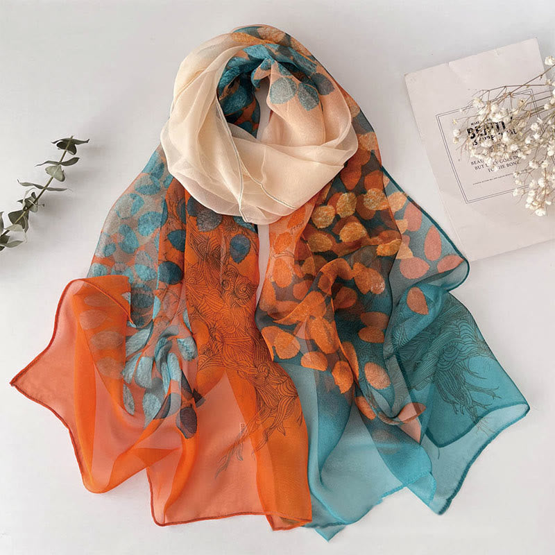 Sciarpa da spiaggia con protezione solare, motivo floreale in chiffon estivo morbido da donna