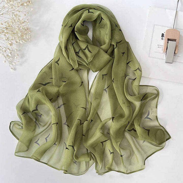Sciarpa da spiaggia con protezione solare, motivo floreale in chiffon estivo morbido da donna - #10 Verde oliva - image 12
