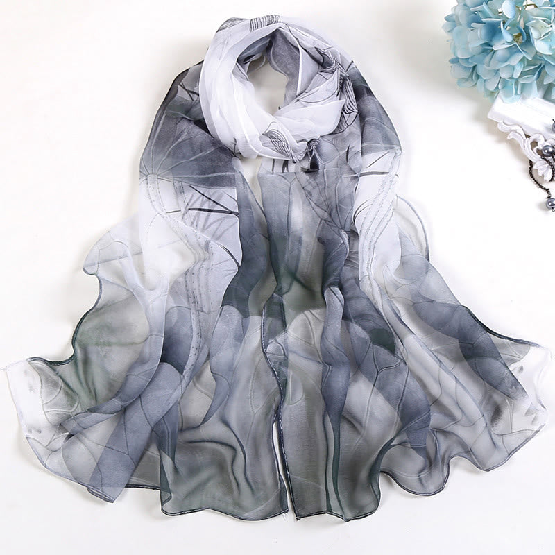 Sciarpa da spiaggia con protezione solare, motivo floreale in chiffon estivo morbido da donna - #6 Grigio Ardesia Chiaro - image 5