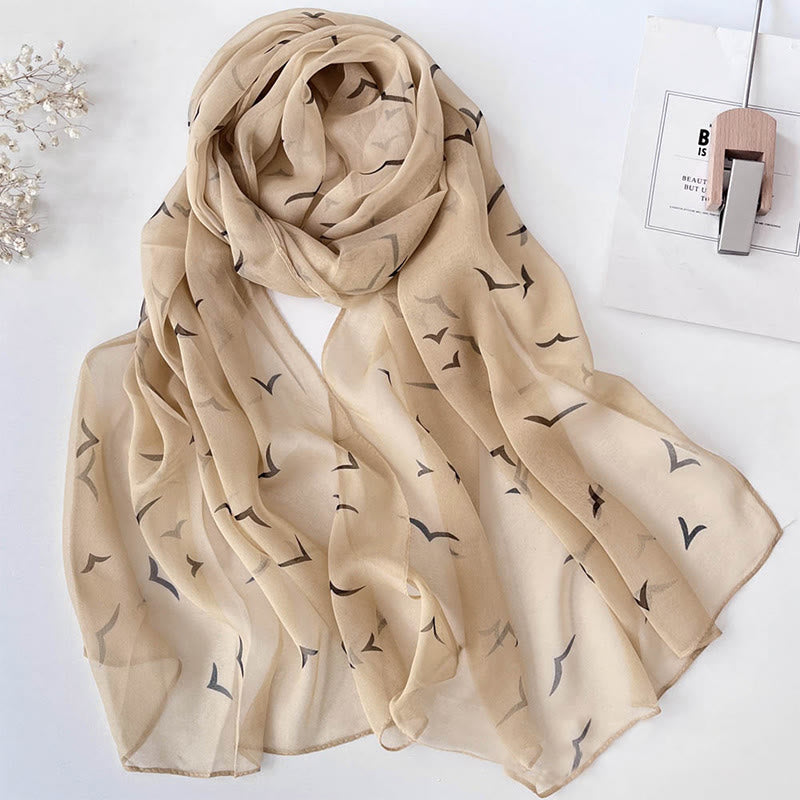 Sciarpa da spiaggia con protezione solare, motivo floreale in chiffon estivo morbido da donna