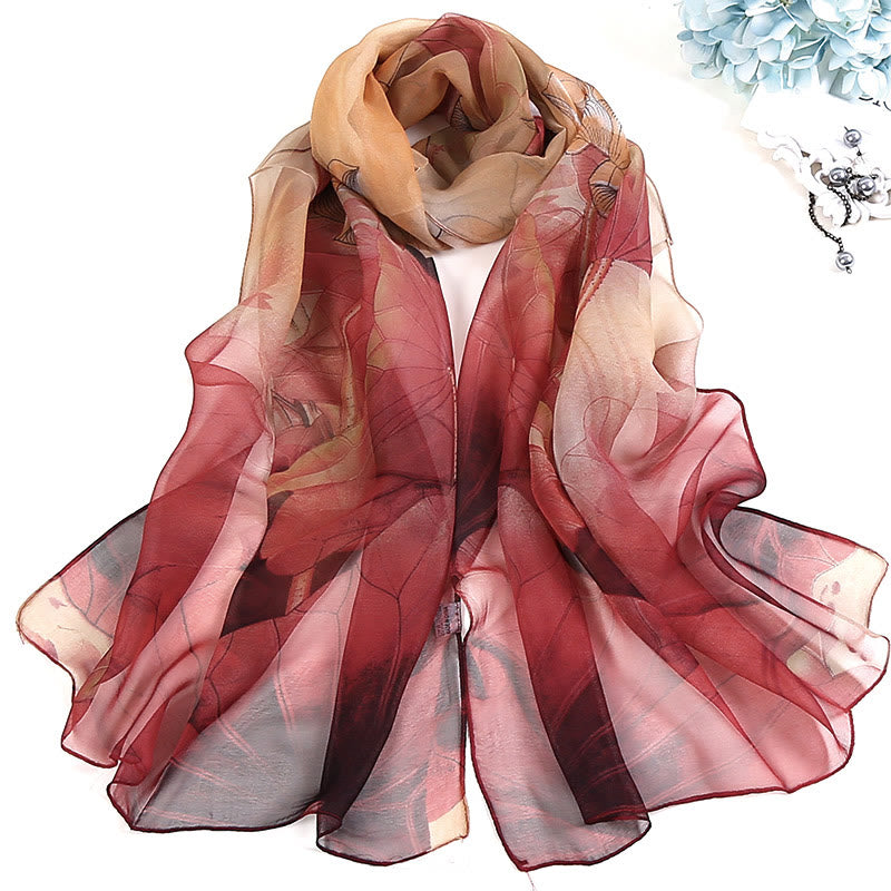 Sciarpa da spiaggia con protezione solare, motivo floreale in chiffon estivo morbido da donna